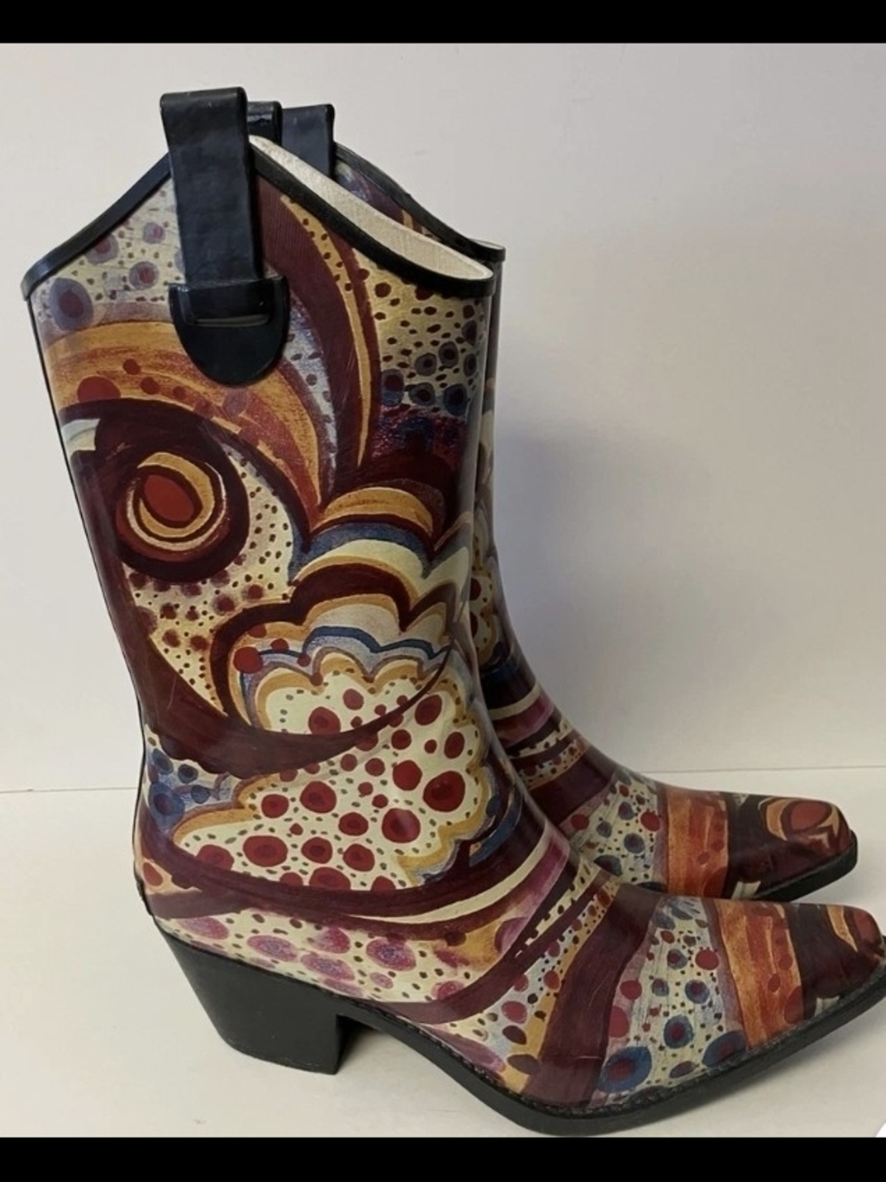 Corkys Nomad Yippy Western Rubber Rain Boots Cowgirl Wearable Art Women's 8
